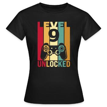 Zehn 9 Jahre 9 Geburtstag Kind Sohn Lustiger Spieler 9. Jahre - Frauen T-Shirt - Schwarz - Vorne - AI Model Female 172 dark (172cm)