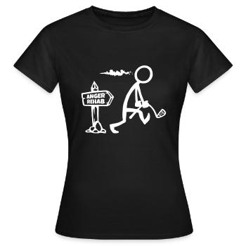 Vêtements de golf, Angry Golfer Walks By Anger Rehab - T-shirt Femme - noir - Devant - AI Model Female 172 dark (172cm)