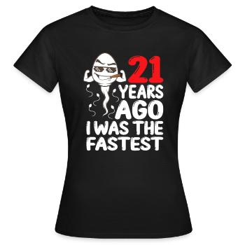 Robe bâillon d’anniversaire Il y a 21 ans, j’étais la plus rapide - T-shirt Femme - noir - Devant - AI Model Female 172 dark (172cm)