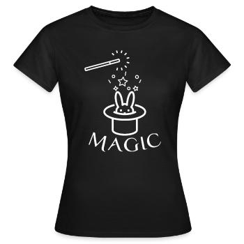 Lapin en chapeau magique avec magicien baguette magique - T-shirt Femme - noir - Devant - AI Model Female 172 dark (172cm)