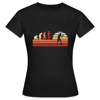 Retro Boxing Combat Sparring Handschuh - Vintage Boxer - Frauen T-Shirt - Schwarz - Vorne - AI Model Female 172 dark (172cm)