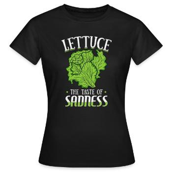 Salat Der Geschmack der Traurigkeit Lustig Vegan Grün - Frauen T-Shirt - Schwarz - Vorne - AI Model Female 172 dark (172cm)