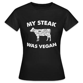 Mein Steak war vegan - lustiger Fleischesser Steakliebhaber - Frauen T-Shirt - Schwarz - Vorne - AI Model Female 172 dark (172cm)