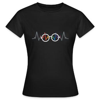 Augenarzt, Brille Herzschlag Optiker Optiker - Frauen T-Shirt - Schwarz - Vorne - AI Model Female 172 dark (172cm)