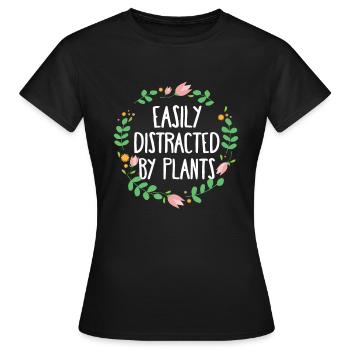 Mignon facilement distrait par les plantes Cadeau de jardinage - T-shirt Femme - noir - Devant - AI Model Female 172 dark (172cm)