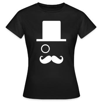 Chapeau haut de forme vintage avec lentille oculaire Monocle - T-shirt Femme - noir - Devant - AI Model Female 172 dark (172cm)