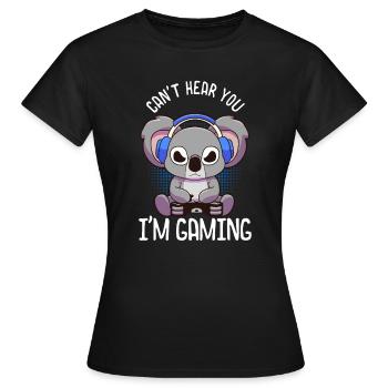 Je ne t’entends pas, je joue - T-shirt Femme - noir - Devant - AI Model Female 172 dark (172cm)