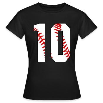 10e anniversaire Baseball Big Number Ten 10 ans - T-shirt Femme - noir - Devant - AI Model Female 172 dark (172cm)