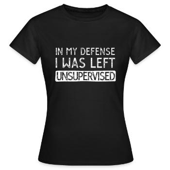 Pour ma défense, on m’a laissée sans surveillance - T-shirt Femme - noir - Devant - AI Model Female 172 dark (172cm)