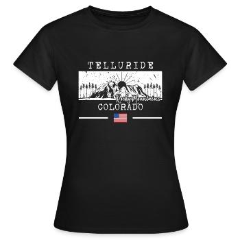 Skigebiet Telluride Rocky Mountains Souvenir - Frauen T-Shirt - Schwarz - Vorne - AI Model Female 172 dark (172cm)
