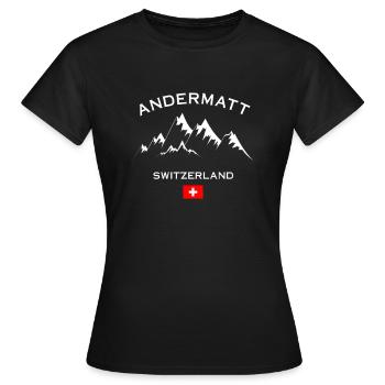 Andermatt Ski Resort Schweizer Alpen Ski-Souvenir - Frauen T-Shirt - Schwarz - Vorne - AI Model Female 172 dark (172cm)