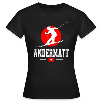 Andermatt Ski Resort Schweizer Alpen Ski-Souvenir - Frauen T-Shirt - Schwarz - Vorne - AI Model Female 172 dark (172cm)