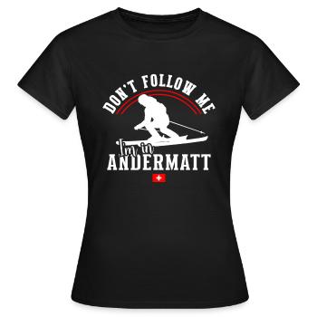 Andermatt Ski Resort Schweizer Alpen Ski-Souvenir - Frauen T-Shirt - Schwarz - Vorne - AI Model Female 172 dark (172cm)