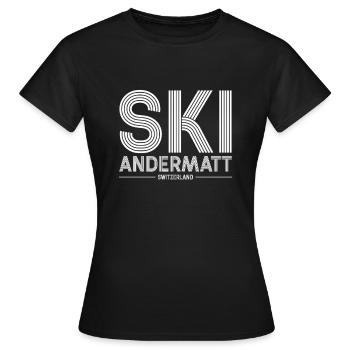 Andermatt Ski Resort Schweizer Alpen Ski-Souvenir - Frauen T-Shirt - Schwarz - Vorne - AI Model Female 172 dark (172cm)