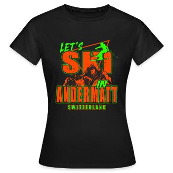 Andermatt Ski Resort Schweizer Alpen Ski-Souvenir - Frauen T-Shirt - Schwarz - Vorne - AI Model Female 172 dark (172cm)