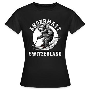 Andermatt Ski Resort Schweizer Alpen Ski-Souvenir - Frauen T-Shirt - Schwarz - Vorne - AI Model Female 172 dark (172cm)