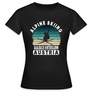 Station de ski de Saalbach Hinterglemm Alpes autrichiennes - T-shirt Femme - noir - Devant - AI Model Female 172 dark (172cm)