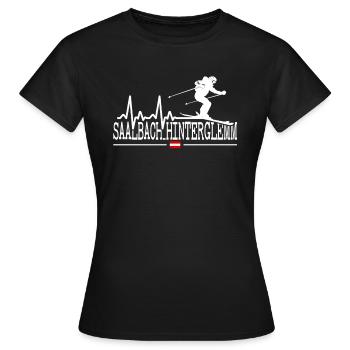 Saalbach Hinterglemm Ski Resort Austrian Alps - Frauen T-Shirt - Schwarz - Vorne - AI Model Female 172 dark (172cm)
