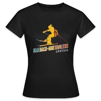 Station de ski de Saalbach Hinterglemm Alpes autrichiennes - T-shirt Femme - noir - Devant - AI Model Female 172 dark (172cm)
