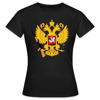 Russia Coat of arms with Kalashnikov and handgranate - Women's T-Shirt - black - Front - AI Model Female 172 dark (172cm)
