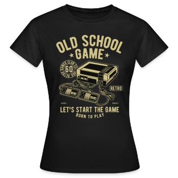 Old School Game Videogame Gaming Retro Vintage - Frauen T-Shirt - Schwarz - Vorne - AI Model Female 172 dark (172cm)