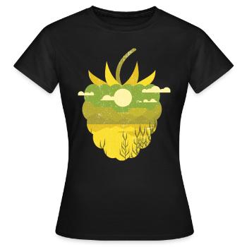 Framboise panoramique vintage - T-shirt Femme - noir - Devant - AI Model Female 172 dark (172cm)