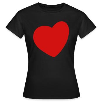 Coeur rouge asymétrique - T-shirt Femme - noir - Devant - AI Model Female 172 dark (172cm)