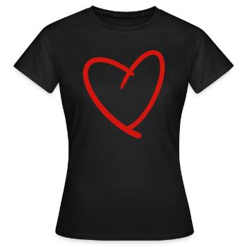 Coeur rouge dessiné - T-shirt Femme - noir - Devant - AI Model Female 172 dark (172cm)