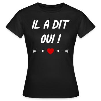 Il a dit oui - T-shirt Femme - noir - Devant - AI Model Female 172 dark (172cm)
