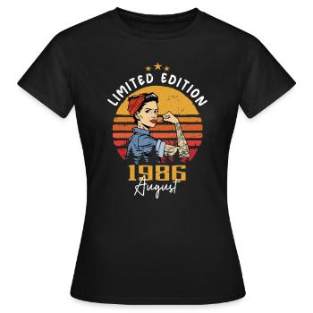 Août 1986 Retro Vintage Anniversaire Août 1986 - T-shirt Femme - noir - Devant - AI Model Female 172 dark (172cm)
