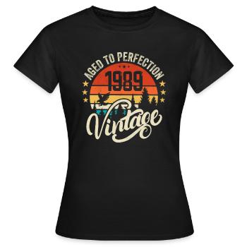1989 Vintage - Geburtstagsgeschenk 1989 Retro 1989 - Frauen T-Shirt - Schwarz - Vorne - AI Model Female 172 dark (172cm)