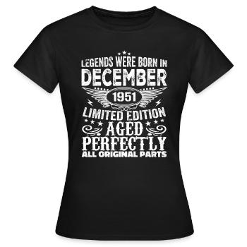 December 1951 Anniversary December 1951 December - Women's T-Shirt - black - Front - AI Model Female 172 dark (172cm)