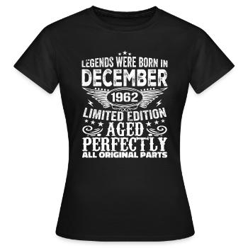 Décembre 1962 Anniversaire Décembre 1962 Décembre - T-shirt Femme - noir - Devant - AI Model Female 172 dark (172cm)
