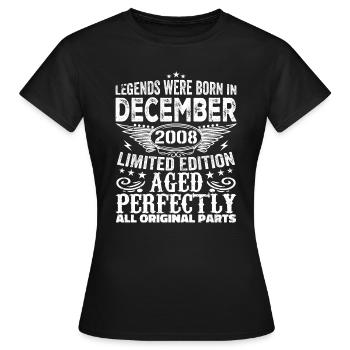 December 2008 Anniversary December 2008 December - Women's T-Shirt - black - Front - AI Model Female 172 dark (172cm)