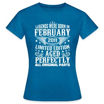 Legendär seit Februar 2011 - 13 Jahre alt - Frauen T-Shirt - Antikblaues Saphir meliert - Vorne - AI Model Female 172 dark (172cm)