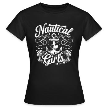 Filles nautiques | Enterrement de vie de garçon Maritime & Anchor Look - T-shirt Femme - noir - Devant - AI Model Female 172 dark (172cm)