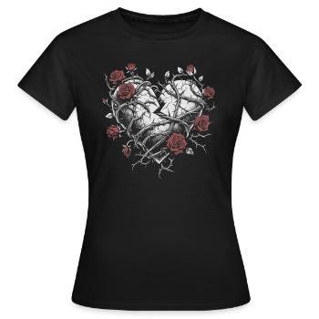 Cœur brisé avec des épines - Gothique - T-shirt Femme - noir - Devant - AI Model Female 172 dark (172cm)