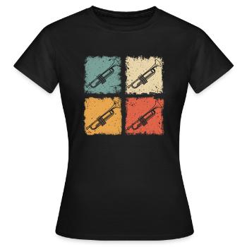 Vintage Trompete Jazz Trompeter Grafik - Frauen T-Shirt - Schwarz - Vorne - AI Model Female 172 dark (172cm)