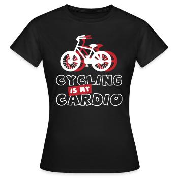 Le cyclisme comme cardio-mobilité | Bicycle Hobby - T-shirt Femme - noir - Devant - AI Model Female 172 dark (172cm)