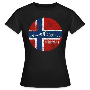Norvège Flag Montagnes Patrie Patrie Cadeau - T-shirt Femme - noir - Devant - AI Model Female 172 dark (172cm)