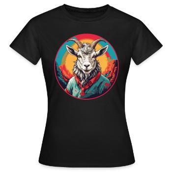Colorful goat on the colorful color wheel - Women's T-Shirt - black - Front - AI Model Female 172 dark (172cm)
