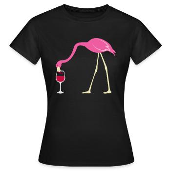 Lustiges Durstiger Flamingo Rotwein Geschenk - Frauen T-Shirt - Schwarz - Vorne - AI Model Female 172 dark (172cm)