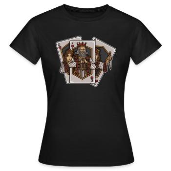 Spielkarten erwachen zum Leben | Kartengeber Glück - Frauen T-Shirt - Schwarz - Vorne - AI Model Female 172 dark (172cm)