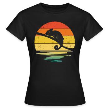 Chameleon Rétro Graphique - T-shirt Femme - noir - Devant - AI Model Female 172 dark (172cm)
