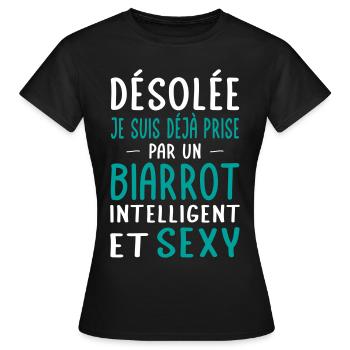 Désolée déjà prise par un Biarrot sexy - T-shirt Femme - noir - Devant - AI Model Female 172 dark (172cm)