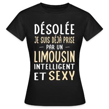 Désolée déjà prise par un Limousin sexy - T-shirt Femme - noir - Devant - AI Model Female 172 dark (172cm)