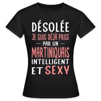 Désolée déjà prise par un Martiniquais sexy - T-shirt Femme - noir - Devant - AI Model Female 172 dark (172cm)