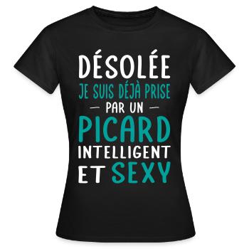 Désolée déjà prise par un Picard sexy - T-shirt Femme - noir - Devant - AI Model Female 172 dark (172cm)