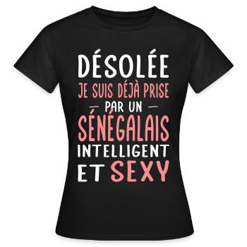 Désolée déjà prise par un Sénégalais sexy - T-shirt Femme - noir - Devant - AI Model Female 172 dark (172cm)