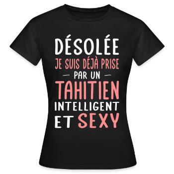 Désolée déjà prise par un Tahitien sexy - T-shirt Femme - noir - Devant - AI Model Female 172 dark (172cm)